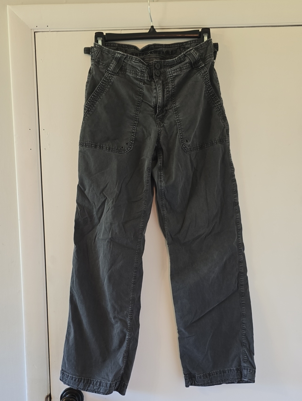 American Eagle Outfitters Charcoal Gray Cargo Pants - Straight Leg, Size 0 Short